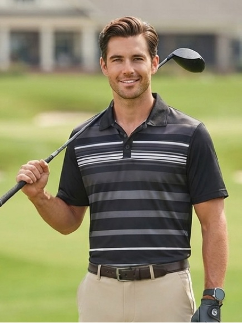 Fila Men’s Golf Polo Black Stripped Small